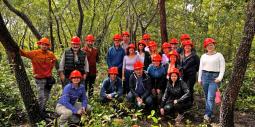 Profesores e investigadores en salida de campo de análisis de reforestaciones