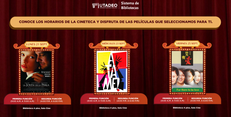 Programación Cineteca Utadeo 2026 - 20 al 26 de septiembre