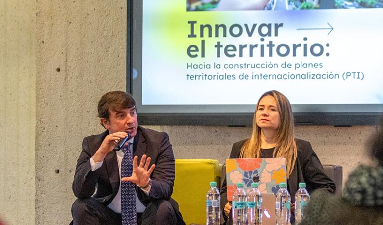 Decana de la facultad de Ciencias Sociales exponiendo en evento Innovar en Territorio
