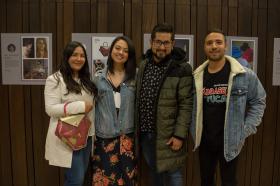 Paola Palacio (egresada en 2009), Laura Peraza (estudiante de Diseño Gráfico), Diego Garzón (egresado en 2009) y Juan Gracia (egresado en 2011)