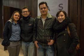 Valentina Mejía (egresada en 2011), Juan Castro, William Castiblanco (profesor de Utadeo) y Astrid Báez (egresada en 2015)