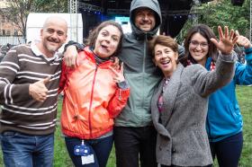 Llegó el día. ¡Puro Talento Tadeísta! Foto: Edwin Torres, Camila Delgado, Carlos Zardi, Clara Mondragon, Youlin Hurtado, parte del equipo de orientación Estudiantil.