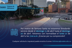 La Biblioteca Utadeo no prestara servicio en Semana Santa La Biblioteca Utadeo no prestara servicio en Semana Santa
