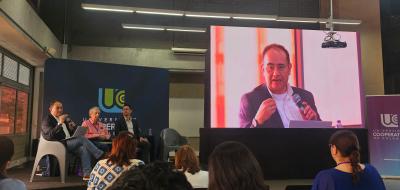 Diego Cardona, director del Área Académica de Negocios de Utadeo, durante su intervención en la Segunda Convención Interfaz Política–Ciencia