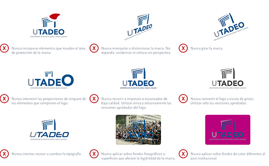 Uso del logo. Usos incorrectos | Universidad de Bogotá Jorge Tadeo Lozano